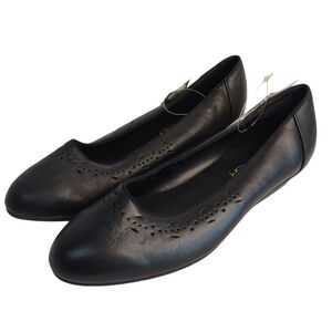 Air Step Women's Black Leather Wide Width Slip-on Loafer Shoes Size 7.5 NWT